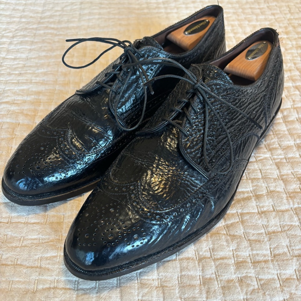 Allen Edmonds “Concord” Black Leather - Genuine Sharkskin - Dress Shoes - 12D